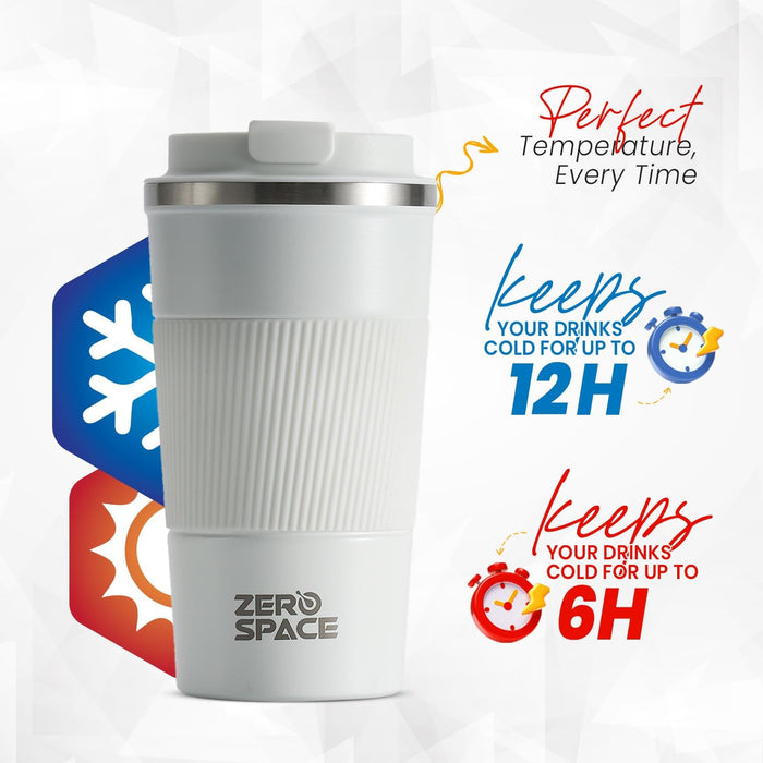 ZeroSpace Travel Coffee Mug, Stainless Steel Coffee Tumbler, Double Wall Vacuum Hot and Cold Insulated Coffee Mug for Home Travel Office Outdoor Works (Black - 500ml)