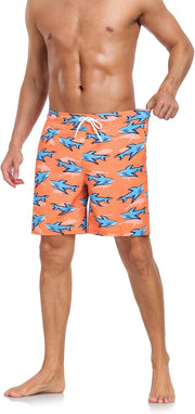 Mens Swim Trunks with Compression Liner 2 in 1 Quick Dry Beach Swimming Trunks Swim Shorts with Zipper Pockets