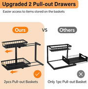 Under Sink Organizer, Height Adjustable Under Sink Organizers and Storage, 2 Tier Pull Out Drawer Cabinet Storage for Kitchen Bathroom, 1 Pack