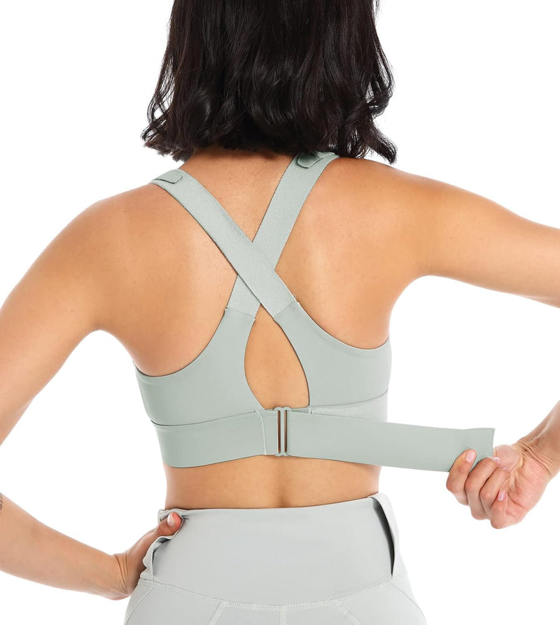 Sports Bra for Women High Impact Work Out Bra with Support Front Zipper Gym Padded Bras with Adjustable Straps