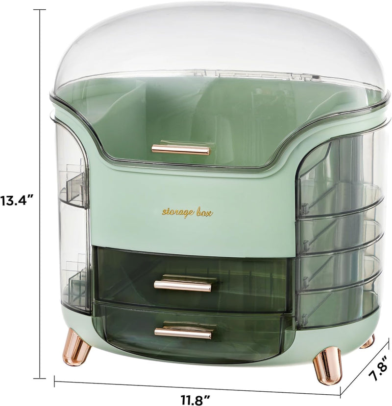 Kousee Makeup Storage Organizer, Large Skincare Organizers Cosmetic Display Case with Lid,Lipstick Organizer and Transparent Cover, Makeup Box for Bedroom Vanity Desk Countertop Bathroom -White