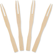 Bamboo Forks 9cm,(50pcs) Mini Food Picks for Party, Banquet, Buffet, Catering, and Daily Life. Two Prongs - Blunt End Toothpicks for Appetizer
