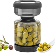 WhiteRhino Pickle Jar with Strainer Flip,34oz Pickle Container Pickle and Olive Hourglass Jar,Glass Flip Pickle Jar Juice Separator Jar with Airtight Lid for Jalapeno Gherkin - Grey Pickle Jar / 1000ml
