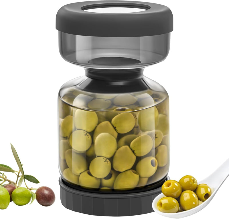 WhiteRhino Pickle Jar with Strainer Flip,34oz Pickle Container Pickle and Olive Hourglass Jar,Glass Flip Pickle Jar Juice Separator Jar with Airtight Lid for Jalapeno Gherkin - Grey Pickle Jar / 1000ml