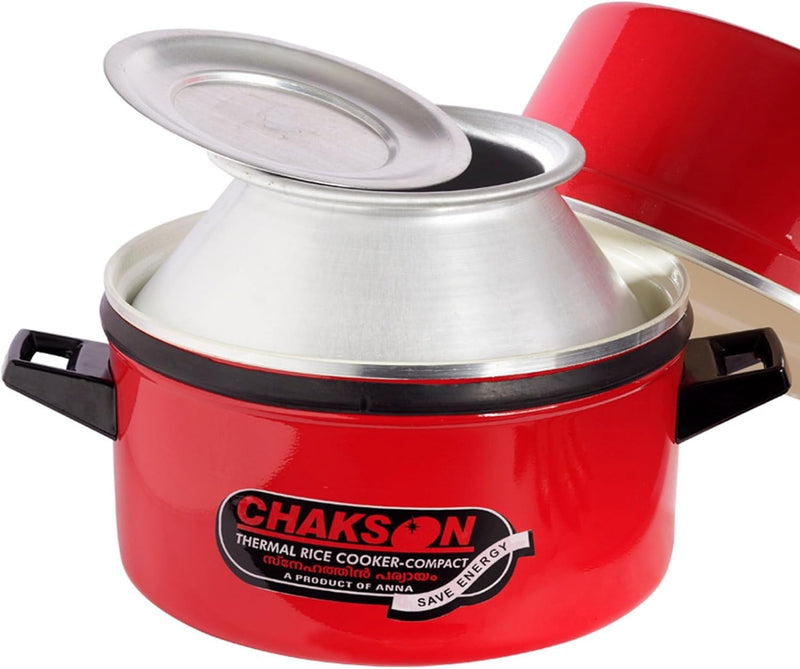 ANNA ALUMINIUM Chakson Choodarapetty DLX Aluminum Pot Thermal Rice Cooker (1 Kg 5L, Red, 7 Liters)