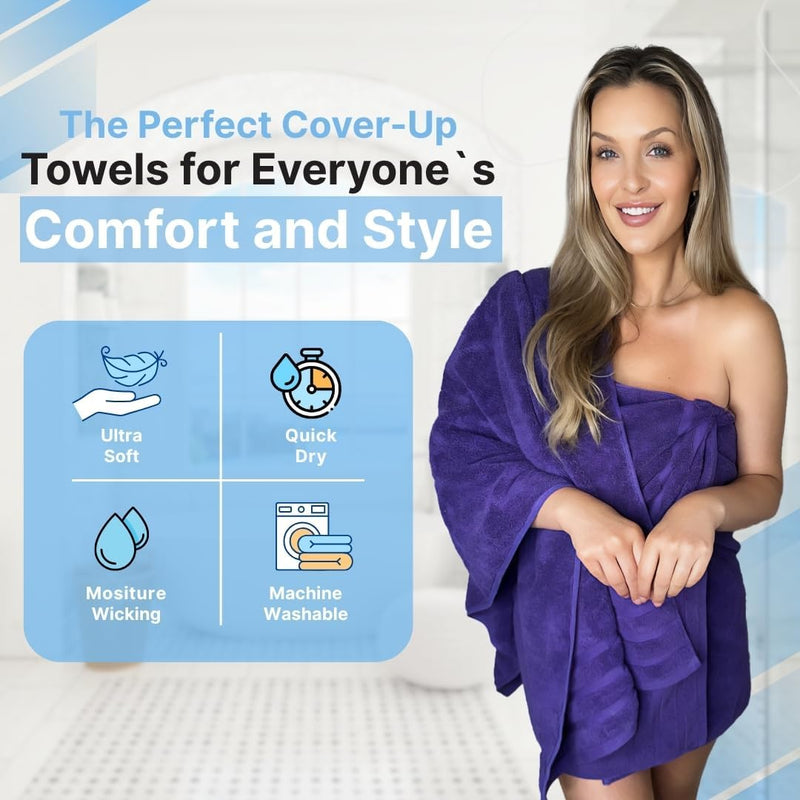 Infinitee Xclusives Premium Cotton Bath Towels Set of 2 (70 x 140 cm) Soft, Highly Absorbent, Quick Dry Towels - Perfect Towels for Bathroom, Gym, Spa & Hotel (Brilliant White)