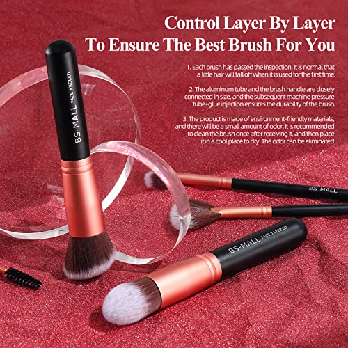 BS-MALL Makeup Brushes Premium Synthetic Foundation Powder Concealers Eye Shadows Makeup 14 Pcs Brush Set, Rose Golden, 1 Count