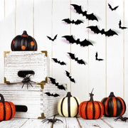 Zuooiec 120 Pcs Halloween Bats Decorations: 3D PVC Wall Decals, Scary Stickers for Indoor Outdoor Party, DIY Home Window Door Decor