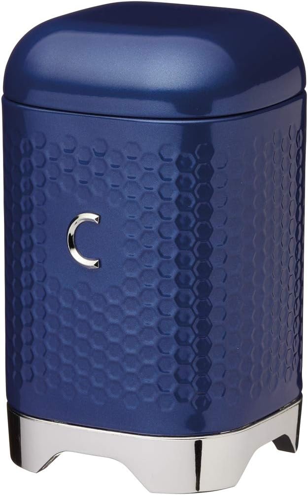 KITCHENCRAFT Lovello Midnight Navy Coffee Canister, 11x11x19cm, Gift Tagged - Midnight Navy Coffee
