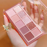 10 Colors Eyeshadow Palette,Matte&Glitter&Shimmer Eyeshadow Korean Makeup,Long Lasting Blendable Shades,Naturing-Looking,Waterproof Cool Eye Shadow Makeup Palette,01 - Rose Pink