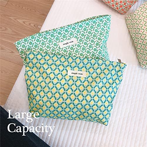 STARDW Flower Cosmetic Bags Makeup Bags for Women and Girls,Travel Makeup Bag Large Capacity Canvas Makeup Bag,Makeup Organizer Bag Zipper Pouch, Embossed pink, Large Capacity Aesthetic Makeup Bags