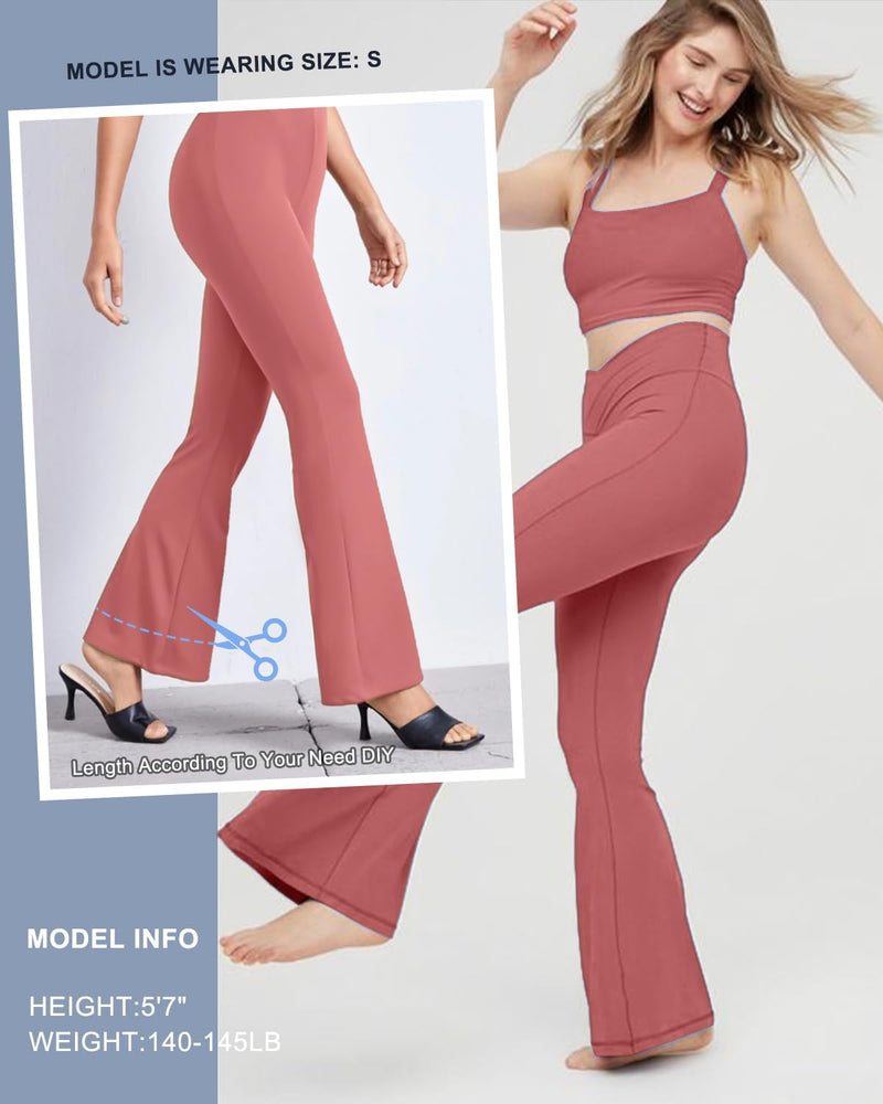 Aoliks Crossover Flare Leggings for Women,High Waisted Bootcut Yoga Pants Workout Bell Bottom Leggings