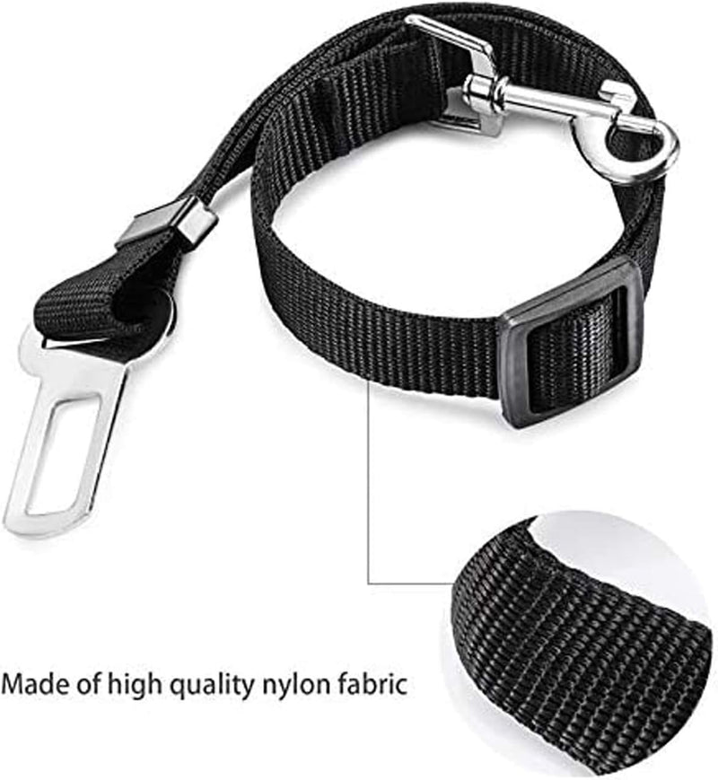 DELFINO Dog Safety Belt, Adjustable Dog Seat Belts for Car, Headrest Restraint Puppy Safety Adjustable Dog Car Seatbelts and Strong Leash Leads Accessories for Dogs Cats Pets, Black