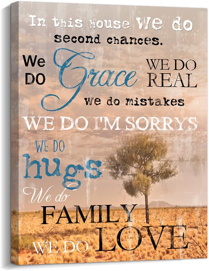 Kas Home Thankful Grateful Blessed Wall Decor Canvas Inspirational Quote Sign Farmhouse Rustic Wall Art Positive Word Hanging Decoration for Bedroom Living Room Kitchen Framed Plaque (10.6 x 13.7