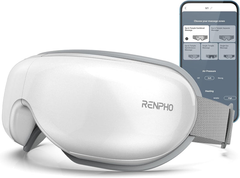 Eyeris 1, Eye Massager with Heat, Gifts for Mom, Face Massager, Heated Eye Mask with Bluetooth Music, Eye Care Device, Smart Eye Mask for Relax Eye, Reduce Eye Strain - Z-white Z-With APP