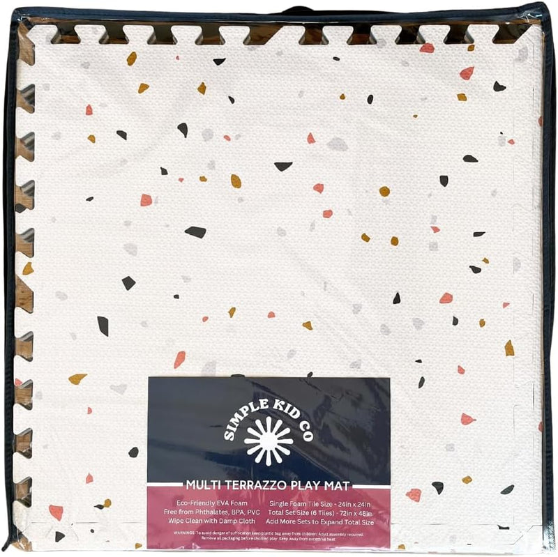 Simple Kid Co. Play Mat for Baby, Toddler and Infants, Six Interlocking Tiles Made with Soft Non-Toxic EVA Foam, 4x6 feet (Clay Terrazzo)