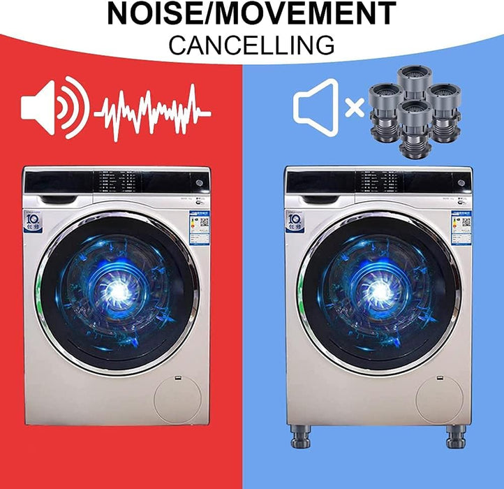 4 Pcs Washing Machine Support Adjustable Highly Non-slip Mat Shock and Noise Cancelling Washing Machine Feet Pad for Fridge and Dryer