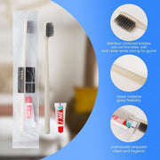 SYOSI 30 Count Disposable Toothbrushes with Mini Toothpaste Individually Wrapped, Travel Size Toothbrush Set Kit, On The Go Disposable Toothbrush for Travel, Hotel, Guest Bathroom Essentials