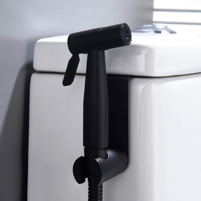 Tecmolog Cloth Diaper Sprayer Shattaf Stainless Steel Hand Held Sprayer Bathroom Black Bidet Sprayer Head for Toilet, WS024C
