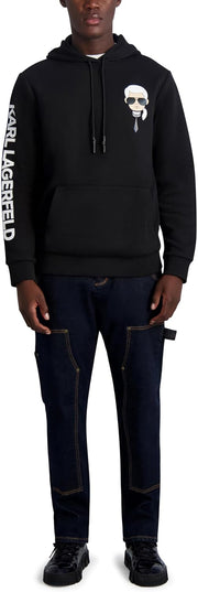 mens Karl Character Hoodie Hooded Sweatshirt - Black