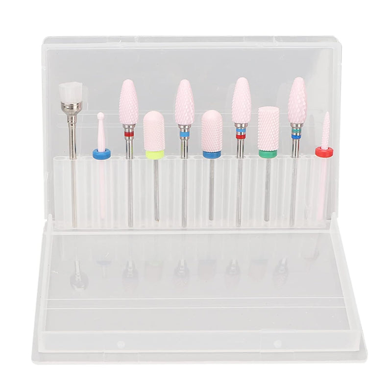 Sorandy 10pcs Nail Grinder, Carbide Cuticle Remover Bits for Manicure Pedicure, Nail Drill Bits Set with Storage Box for Shaping, Smoothing, Polishing and Buffing