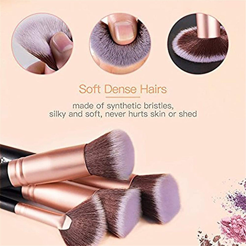 Coolbaby 14-piece makeup brush set rose gold/black