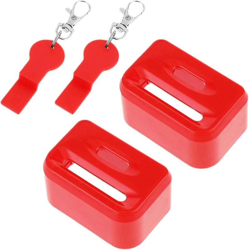 THE WHITE SHOP Car Seatbelt Buckle Guard, Children Seat Belt Lock Seatbelt Buckle Cover with 2 Keychains Buckle Guard Fit Most Car Accessories(Red)