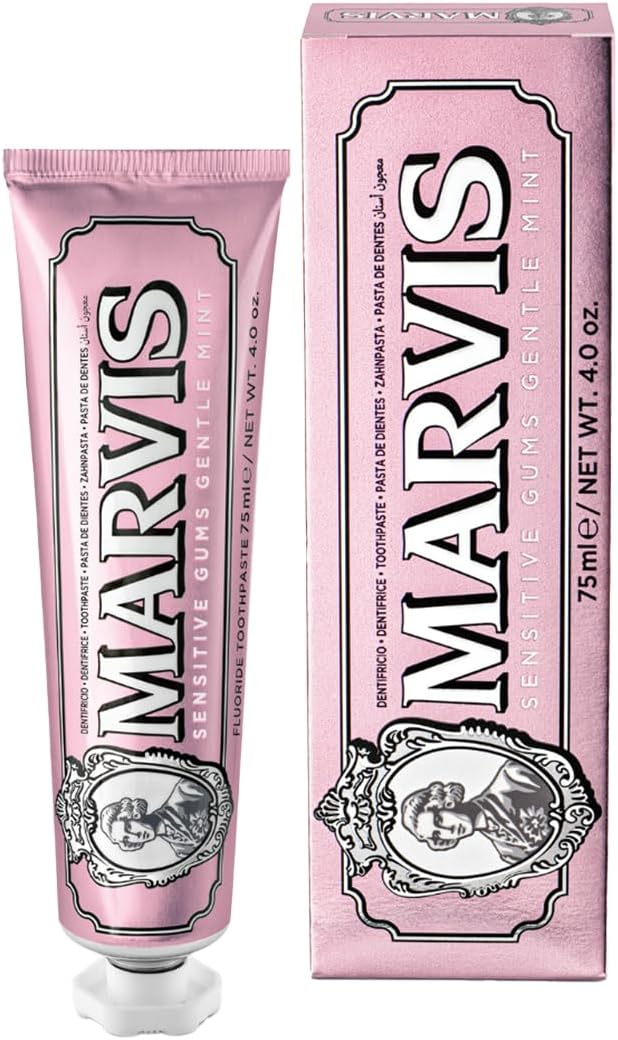 Marvis Sensitive Gums Gentle Mint Toothpaste, 75 ml, Sensational Flavoured Toothpaste Helps Remove Plaque & Reduce Gum Sensitivity, Lasting Freshness