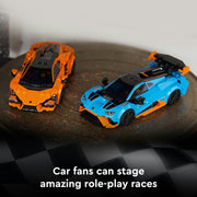 Speed Champions Lamborghini Revuelto & Huracán STO - Toy Race Cars Model Kit incl. 2 Driver Minifigures - Birthday Gift for 10+ Year Old Boys - 77238