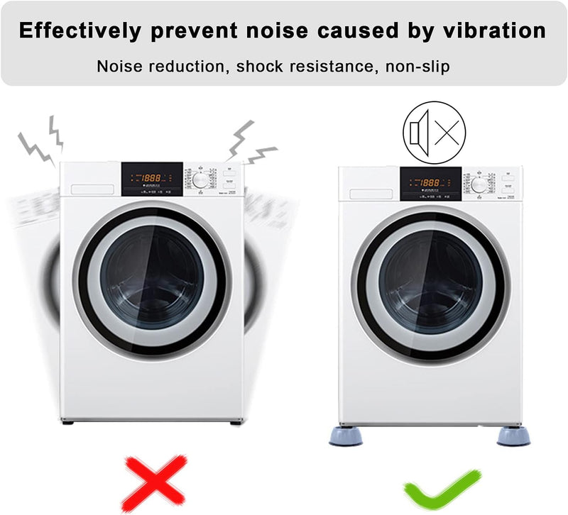 Shock and Noise Cancelling Washing Machine Support, Rubber Washer Dryer Anti Vibration Pad, Anti-Walking Washing Machine Stabilizer refrigerator support pad, for Fridge and Washing Machine Set of 8