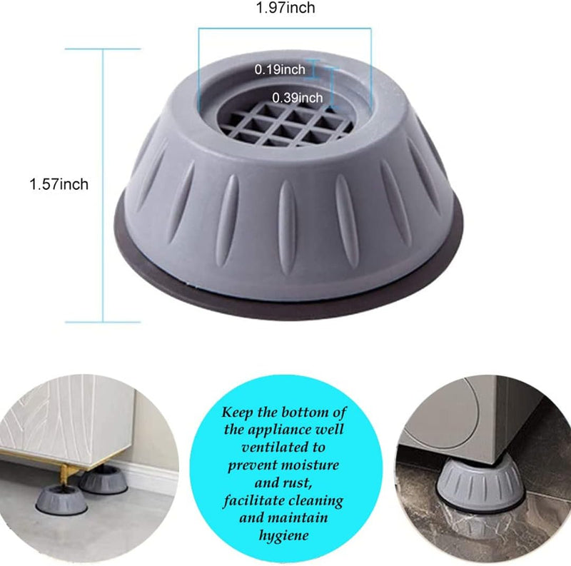 DEVCOMM Anti Vibration Rubber Pad with Suction Cup Feet for Support Heavy Appliances Like Washing Machine Fridge Generator Washer Dryer with Noise Cancelation Features Grey 4 Pcs