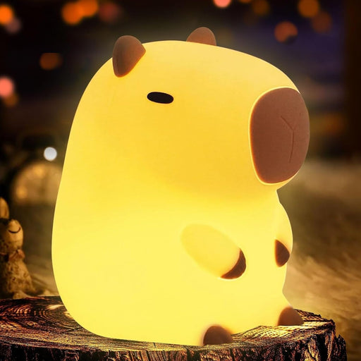 Cute Panda Night Light for Kids Soft Silicone LED Lamp, 3-Level Dimmable, 7-Color Modes, Touch Control, USB Rechargeable with Timer, Kawaii Bedside Light for Nursery, Toddler Room & Birthday Gifts - Capybara