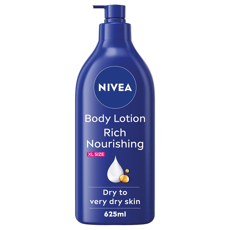 NIVEA Body Lotion for Dry to Very Dry Skin, Rich Nourishing, 5in1 Complete Care, 72H Intense Moisture, 625ml