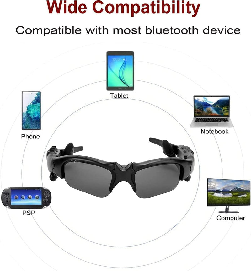 Bluetooth Sunglasses, Wireless Music Sunglasses Men Women Sports Sunglasses Smart Glasses Handfree Call Headphone Stereo Sound with Mic for Smart Phone, Outdoor Travel Driving Cycling (Gray Black)