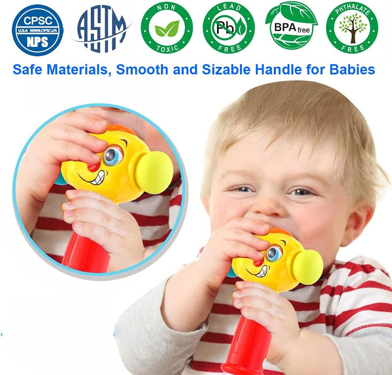 Hola Toy Hammer for Toddlers, Musical Learning Toy with Lights, Counting & Rattle Beads, 2 Modes (Music & Learning), Soft Rubber Hammer for Sensory Play, Educational Toy for Babies 12-36 months