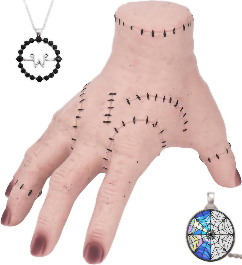 Halloween Hand Figurine with 2 Necklaces for Desktop Decor & Cosplay