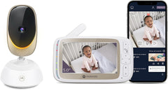 Motorola Nursery Baby 501278604014 Comfort 85 Connect Video Baby Monitor with Pan and Zoom Function, Wi-Fi, 5.0 Inch Colour Display, Infrared Night Vision, 2-Way Audio and Temperature Sensor, White