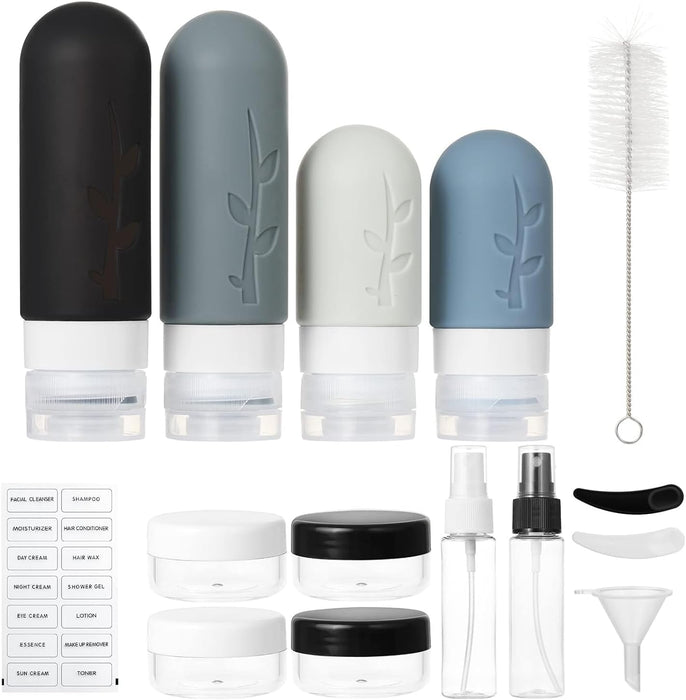 Yoawllty Travel Bottles for Toiletries, 16pack Tsa Approved Silicone Travel Containers for Toiletries, Leak Proof Refillable Liquid 3oz 2oz Travel essentials (Dark)