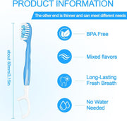 10 Pcs 5 in 1 Disposable Toothbrushes, Mini Travel Toothbrushes with Toothpaste Tongue Scraper Floss and Toothpick, On the Go Toothbrush Disposable with 4 Flavors and Case (Random color