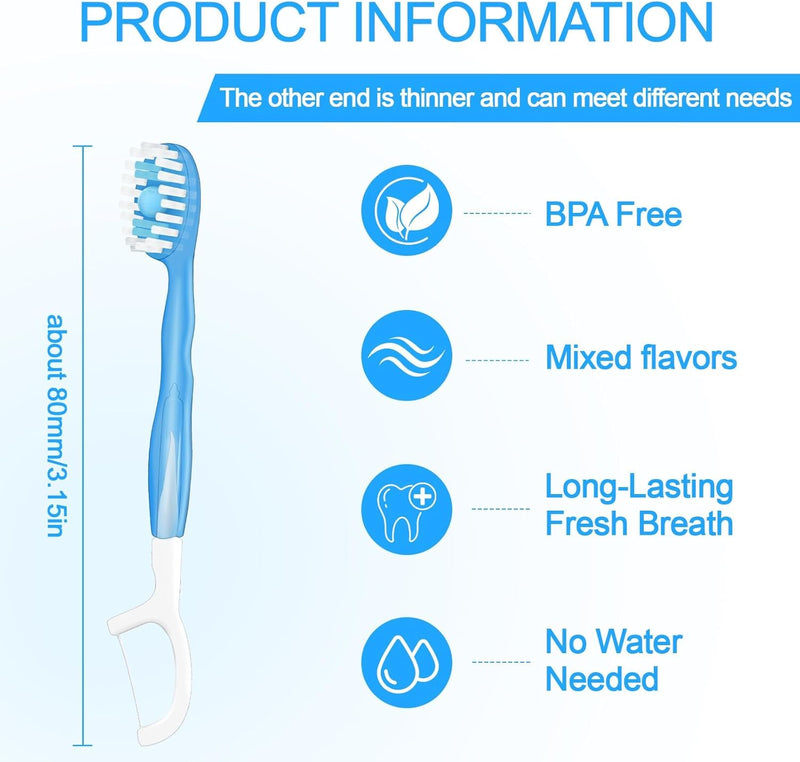 10 Pcs 5 in 1 Disposable Toothbrushes, Mini Travel Toothbrushes with Toothpaste Tongue Scraper Floss and Toothpick, On the Go Toothbrush Disposable with 4 Flavors and Case (Random color