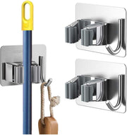 ZALCOON 2 PCS Mop Broom Holder Wall Mount - Mop Holder Self Adhesive No Drilling Super Anti-Slip Broom Holder for Home Garage Garden Laundry Room, kitchen organizer Tools (Mix) - 2 Pieces With Hook