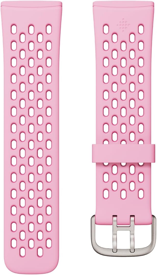 Sense & Fitbit Versa 3 Accessory Band, Official Fitbit Product, Sport, Blush/Desert Bloom, Small
