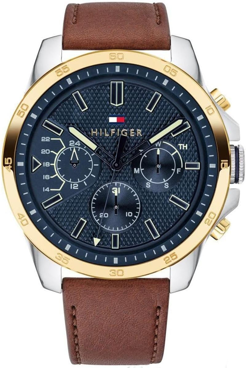 DECKER Men Watch, Analog - NAVY BLUE / BROWN