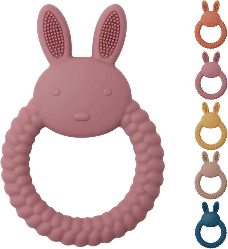Teething Toys for Baby, Easy to Hold BPA Free Silicone Teethers,Rabbit Baby Teething Toy,Baby Toys for Babies 3 6 12 Months, Boy, Girl, Infant (Brown)