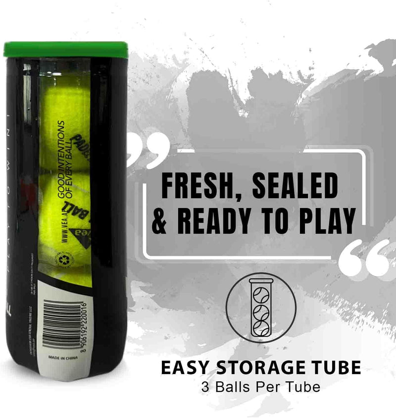 VEA Padel Balls Premium Pressurized Padel Balls for Match & Training Long-Lasting Bounce, Durable Felt 3 Tube - 9 Balls