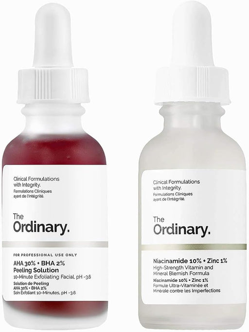 Niacinamide 10% + Zinc 1% (30ml) & AHA 30% + BHA 2% Peeling Solution, 30ml