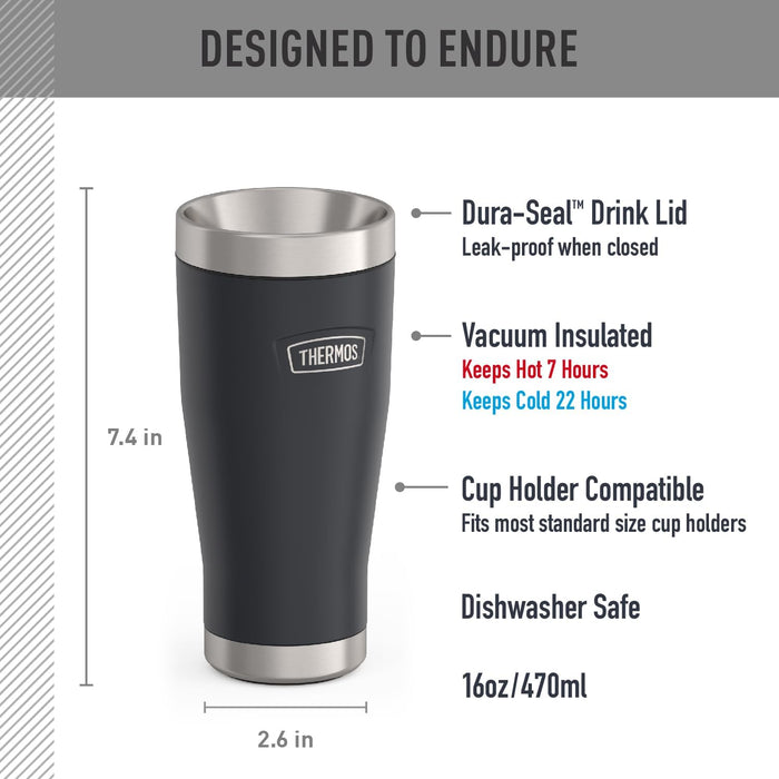 THERMOS ICON STAINLESS STEEL VACUUM INSULATED SANDSTONE TUMBLER 470 ML, IS1012SN, TRAVEL MUG, TUMBLER WITH HANDLE, COFFEE MUG