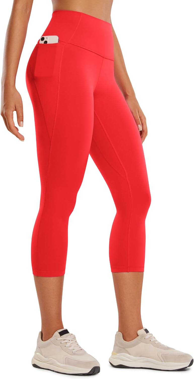 CRZ YOGA Womens Butterluxe Workout Capri Leggings with Pockets 21 Inches - High Waisted Gym Athletic Crop Yoga