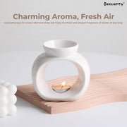Beauenty Oil Candle Warmers, Ceramic Tealight Holder, Aroma Oil Burner, Aromatherapy Stove. White Carved Petal (Style 2)