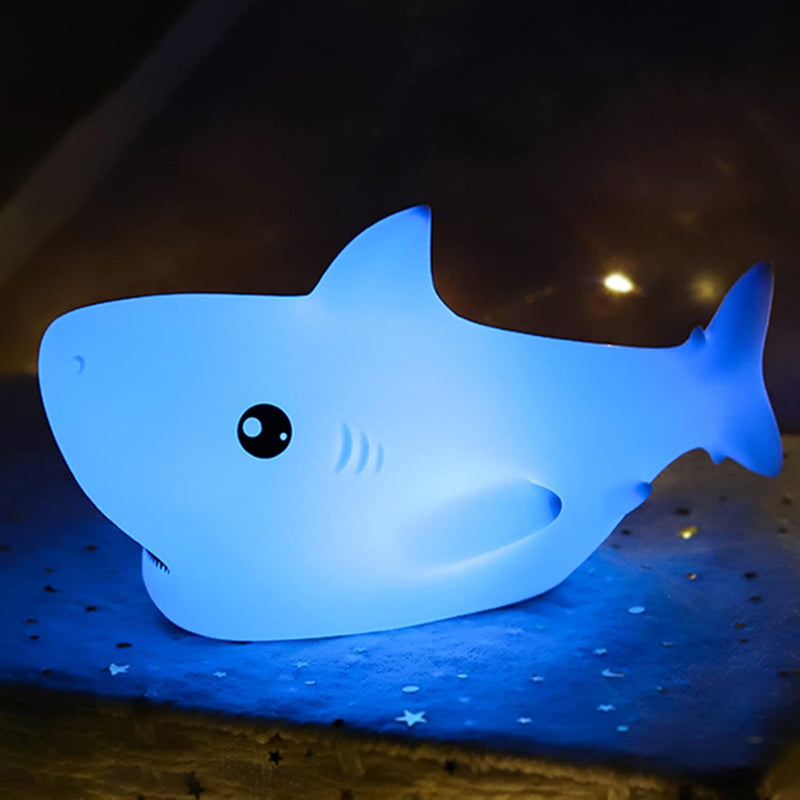 ZKLiLi Night Light for Kids, Dumpling Light Silicone Nursery Cute Lamp, Battery Powered LED Nightlight with 7-Color for Baby Teen Girls and Boys Bedrooms, Birthday Gift - Waterdrop - Shark